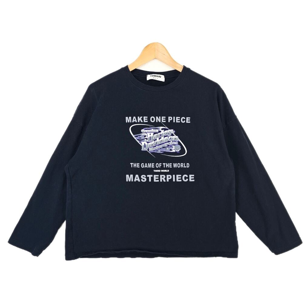 Cuibuju Harley Davidson Long Sleeve Cropped Shirt Womens Large Black One Piece